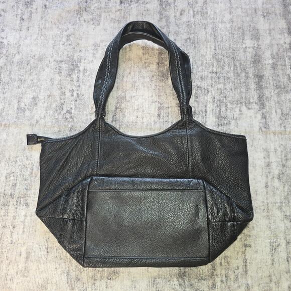 The Sak Tote Bag Womens Black Leather Zip Top Shoulder Purse Boho Beaded Accent - Picture 6 of 14